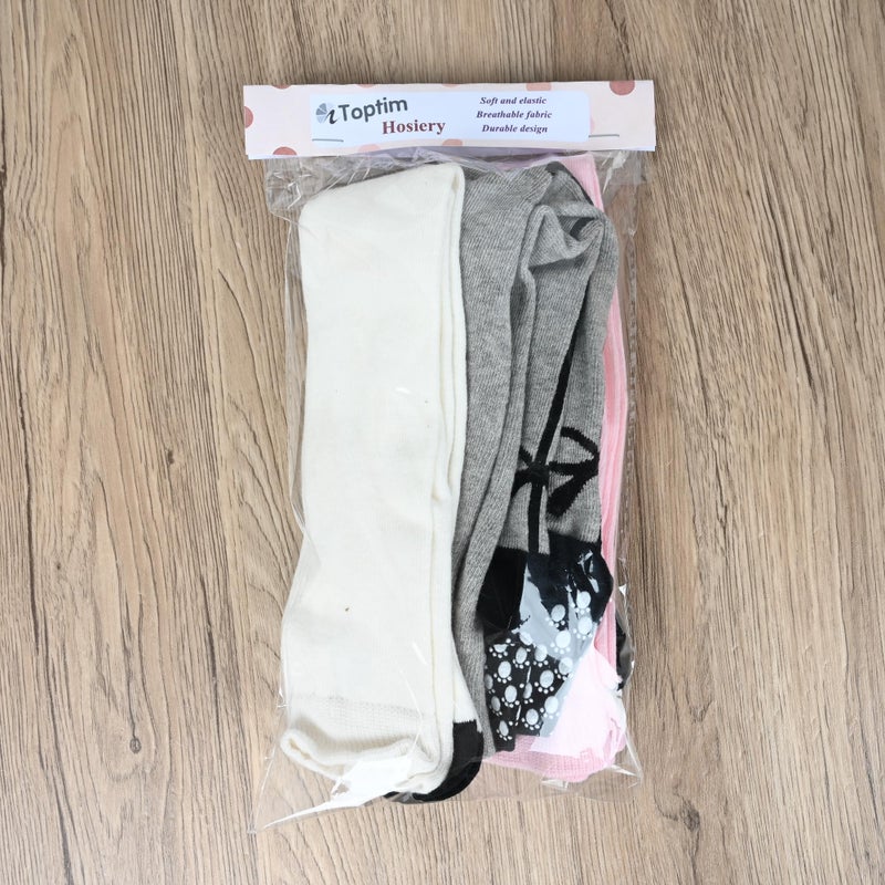 Toptim Baby Girl's Tights Stockings Non-skid Toddler Leggings Pants (white Gray Pink, 2-3T) - Image 5